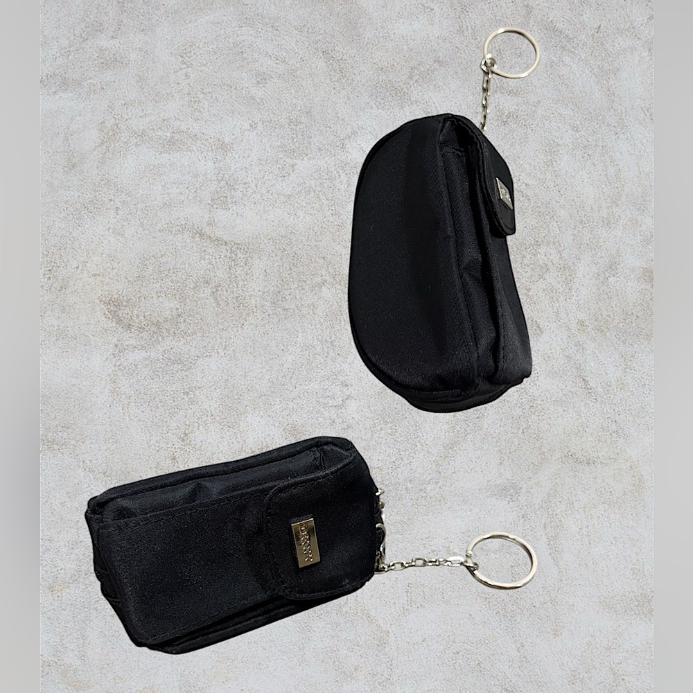 DKNY Key Pouch Black Silver Coin Key Holder